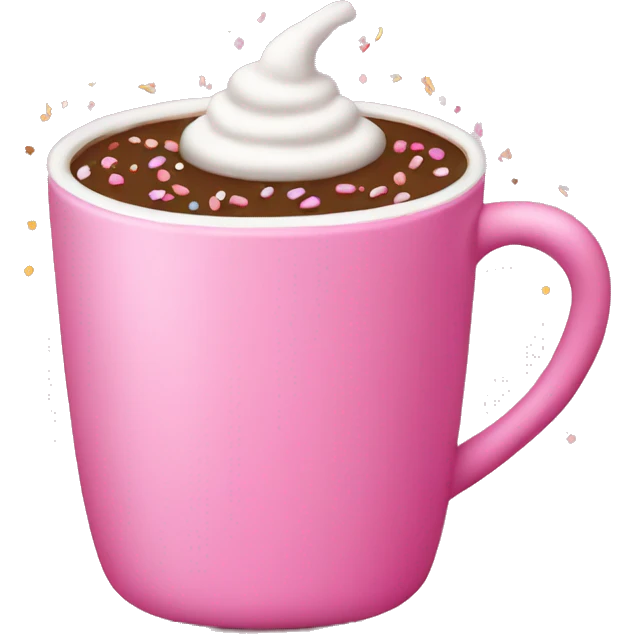 hot cocoa in pink cup with sprinkles on top emoji