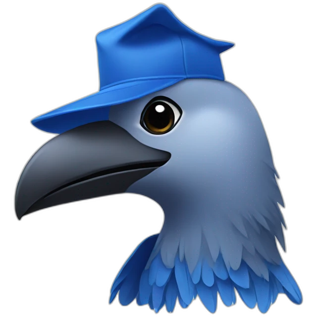 Blue Crow with alumni hat and ball emoji