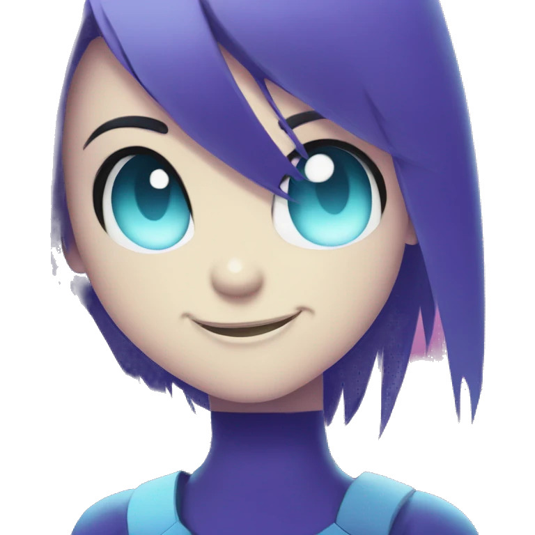 A teenage Robot boy face, Violet Hair, Glowing Blue Eyes,  emoji