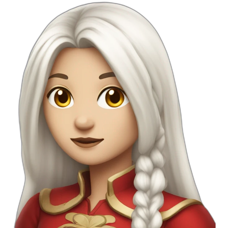 rpg-girl-with-long-straight white-hair and red dress emoji