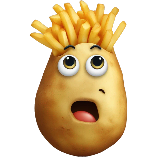 Potato wearing a fry  emoji
