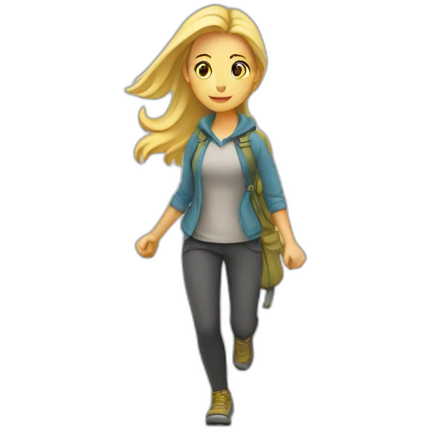 Mujer rubia escalando emoji