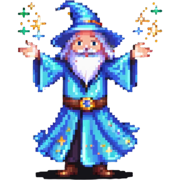 dancing wizard with sparkles emoji