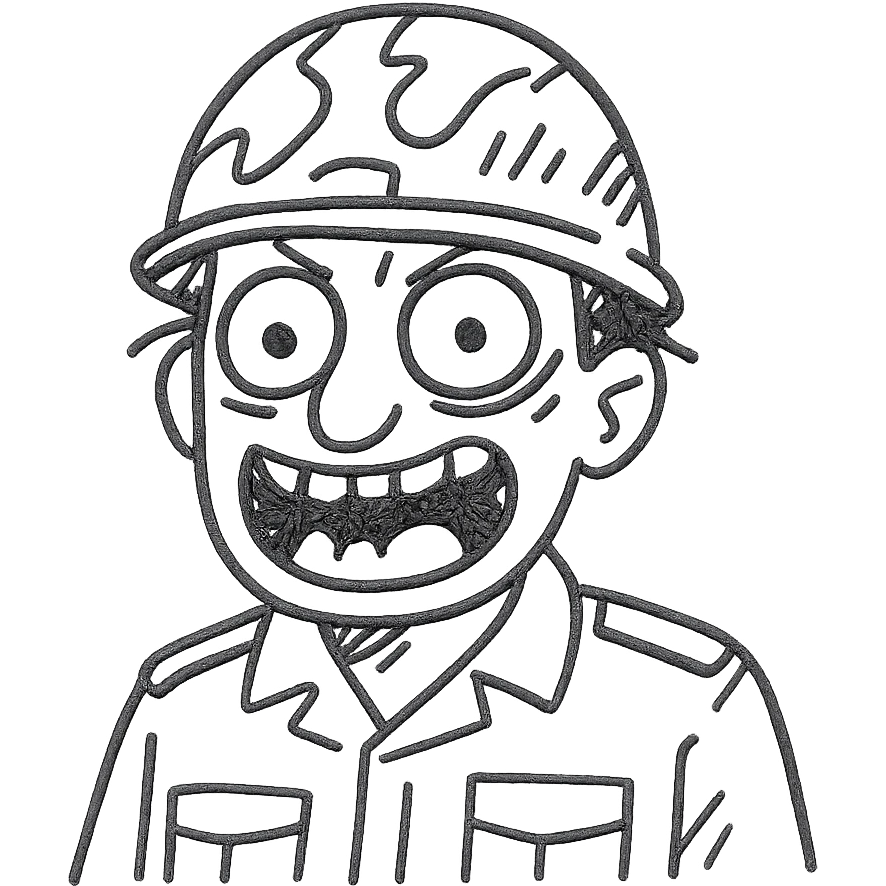 military man with crazy look emoji