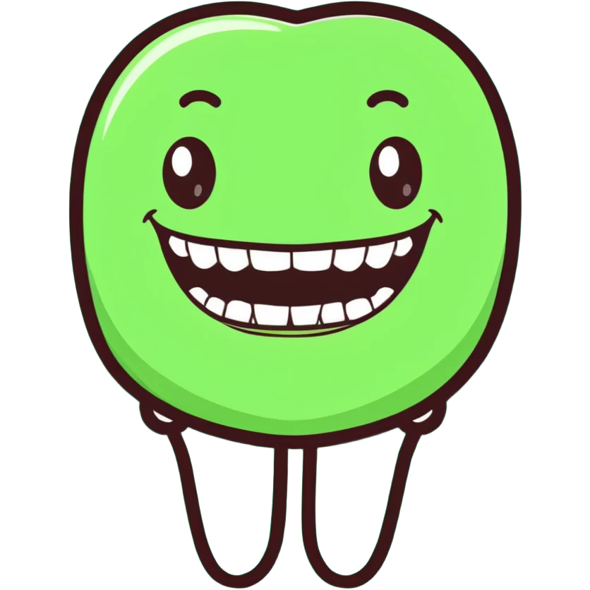 smiling teeth with green braces emoji