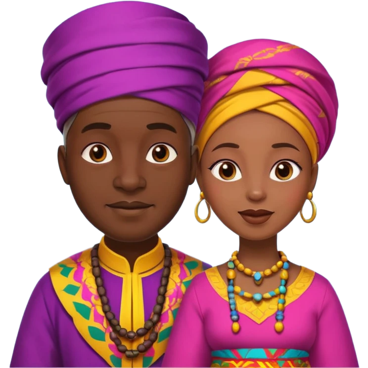 African parents, lively expressions, cultural details, playful toon style emoji