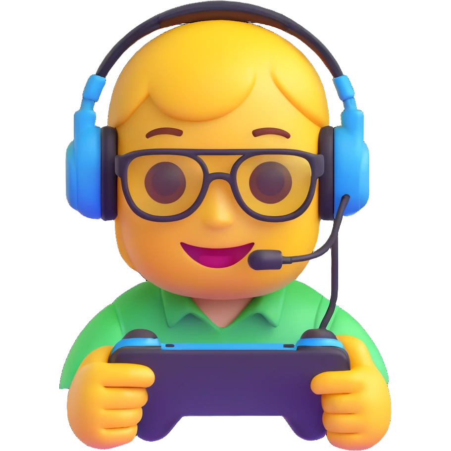 gaming emoji with a headset and joystick emoji