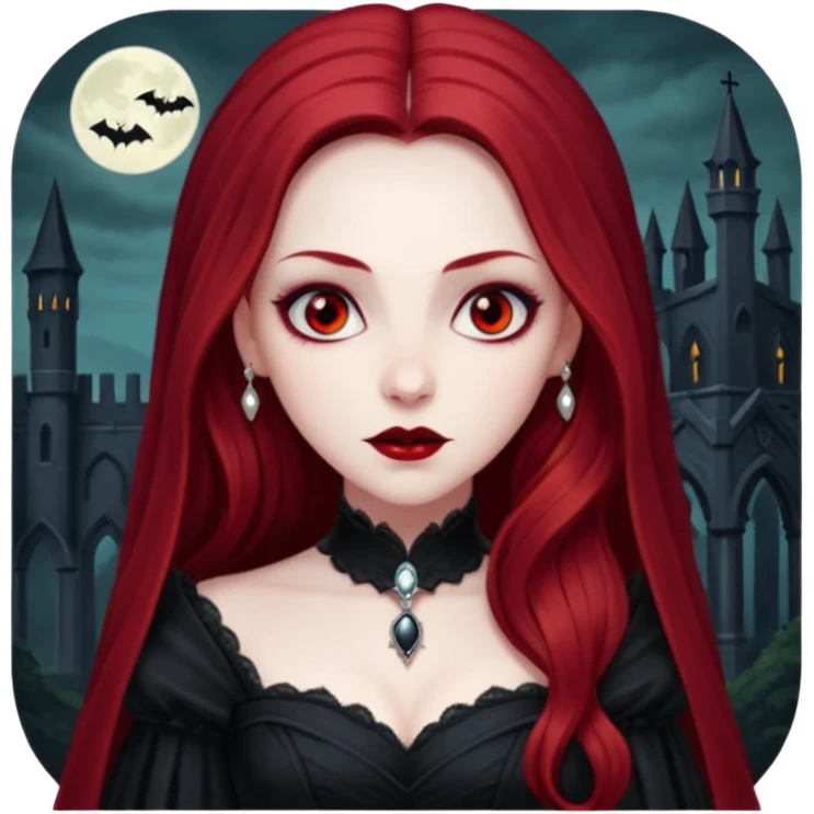 Bride of Dracula with long dark red hair emoji