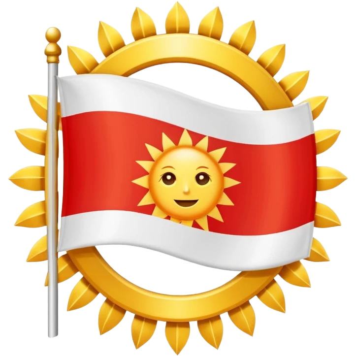 The ezidisch flag is white and red and in the middel is die sun  emoji