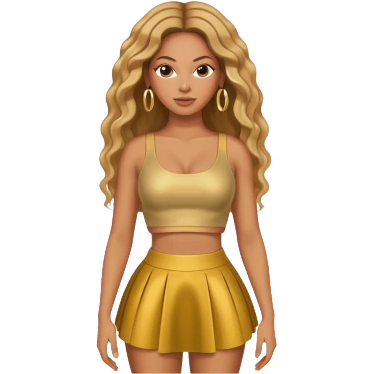 Beyonce with gold crop top and skirt emoji