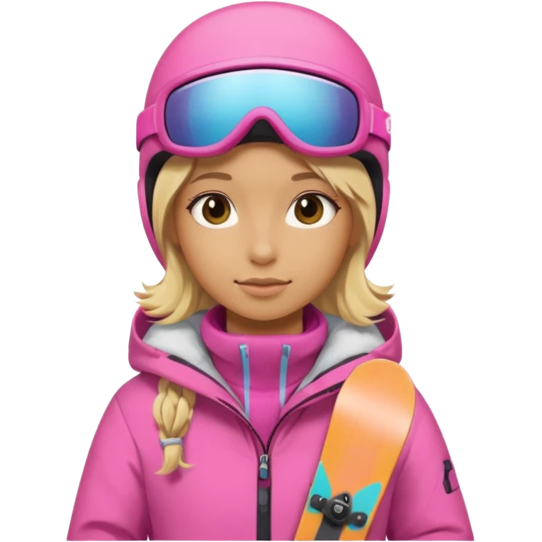 A snowboarder girl in a pink kosume blonde emoji