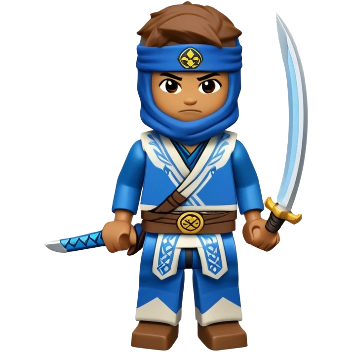 ninjago with light brown skin and blue and white clothes emoji
