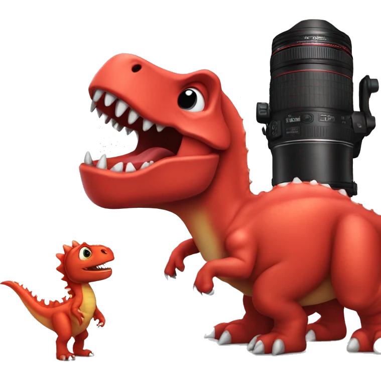 red dinosaur next to canon emoji