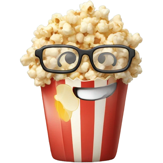 One piece of popcorn with glasses smiling  emoji