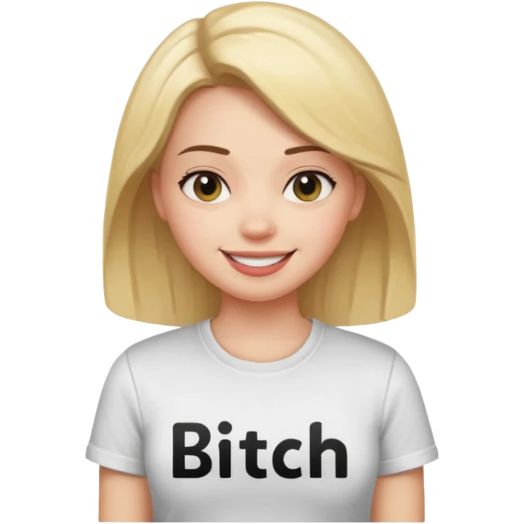 Girl wearing a shirt that says bitch emoji