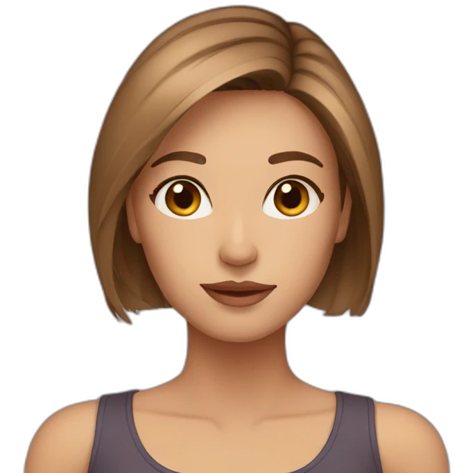 beautiful woman, straight light brown hair, brown eyes emoji