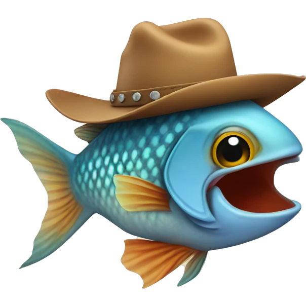 fish wearing a cowboy hat emoji