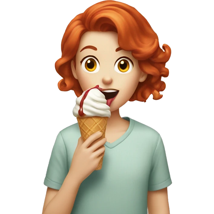 Redhead licking ice cream emoji