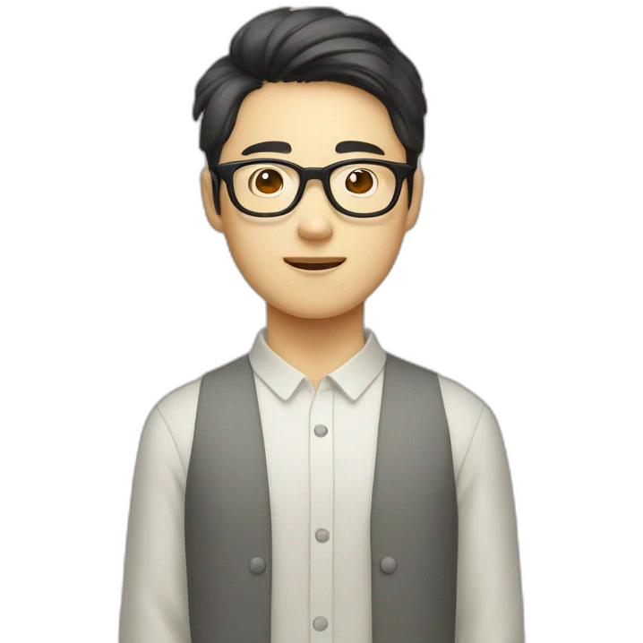 korean guy with glasses and curtain emoji