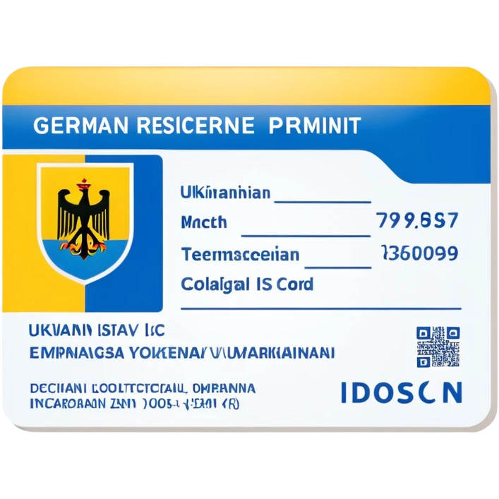 German residence permit card with Ukrainian colors emoji