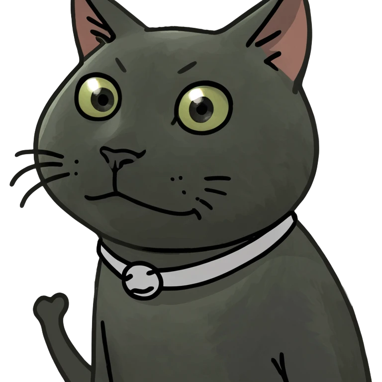 Black cat with hands on hips and scolding face emoji