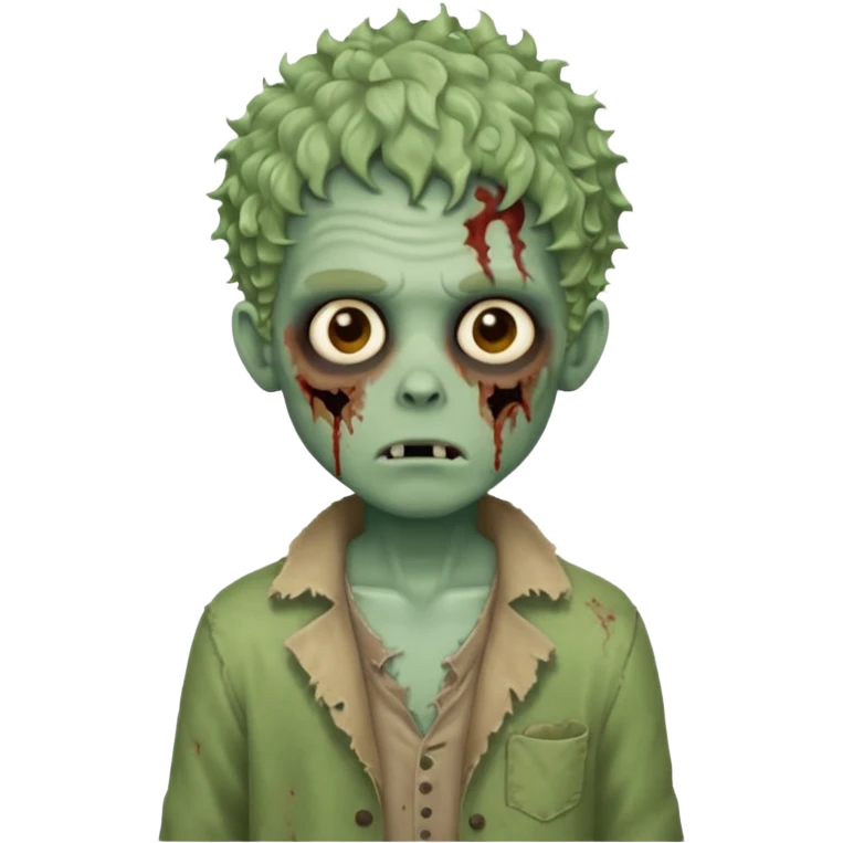 Faça um menino zumbi com cabelo cacheado  emoji