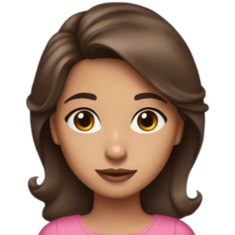 Brunette brown eyes girl pink and torqoese dress emoji