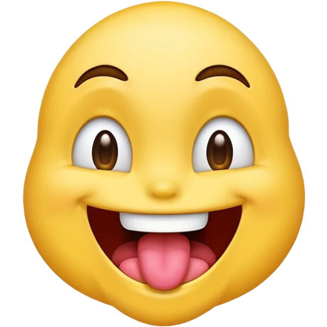smiling emoji with eyes open, tongue out and drooling, energetic and silly, modern emoji style emoji