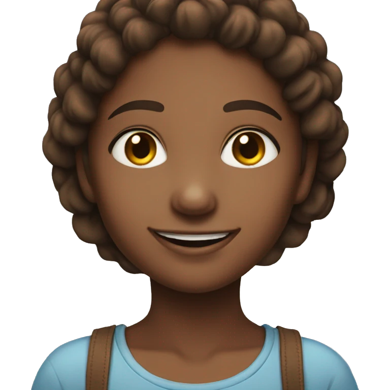smiling girl under blue sky with brown eyes emoji