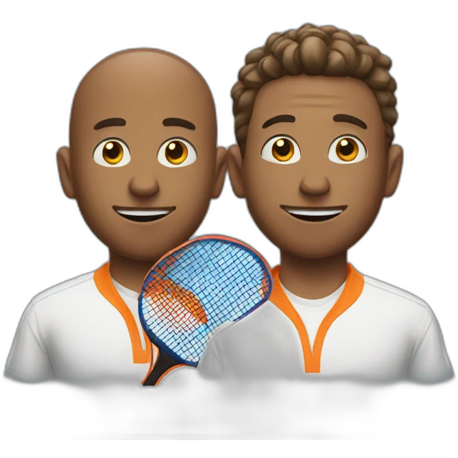Two guys in shirts with table tennis emoji