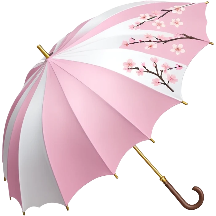 A beautiful pretty cute pastel pink and white umbrella-parasol with sakura patterns  emoji