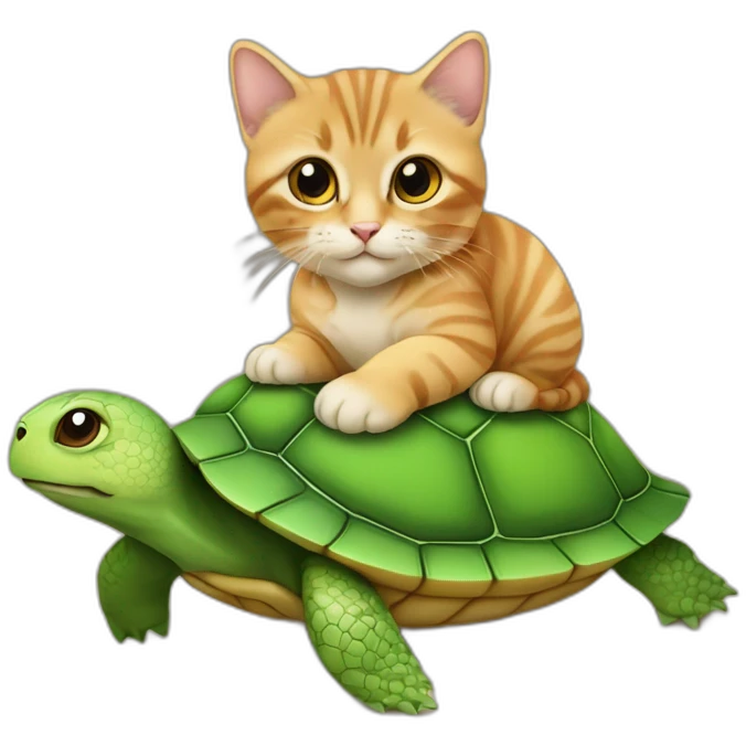 Un chaton sur une tortue emoji