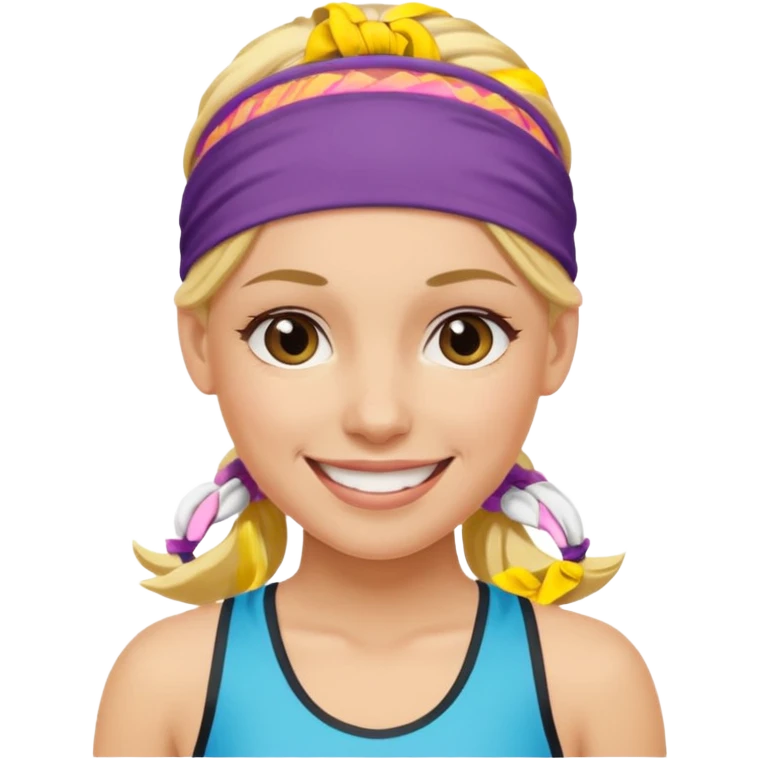 blonde female athelete with headband emoji