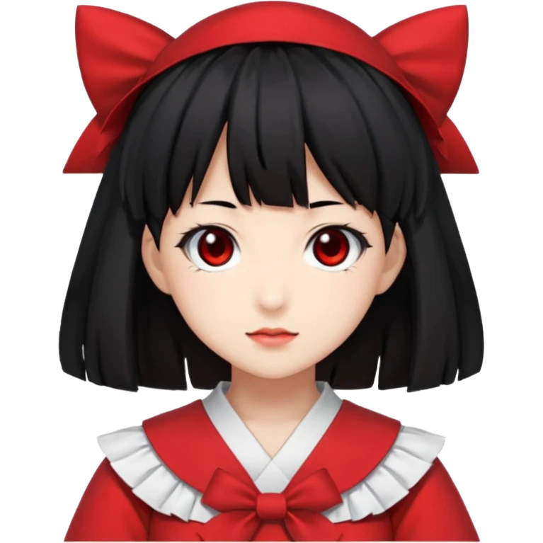 an emoji of reimu hakurei from touhou project looking at the front emoji