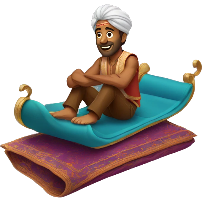 Indian guy riding on a magic carpet emoji