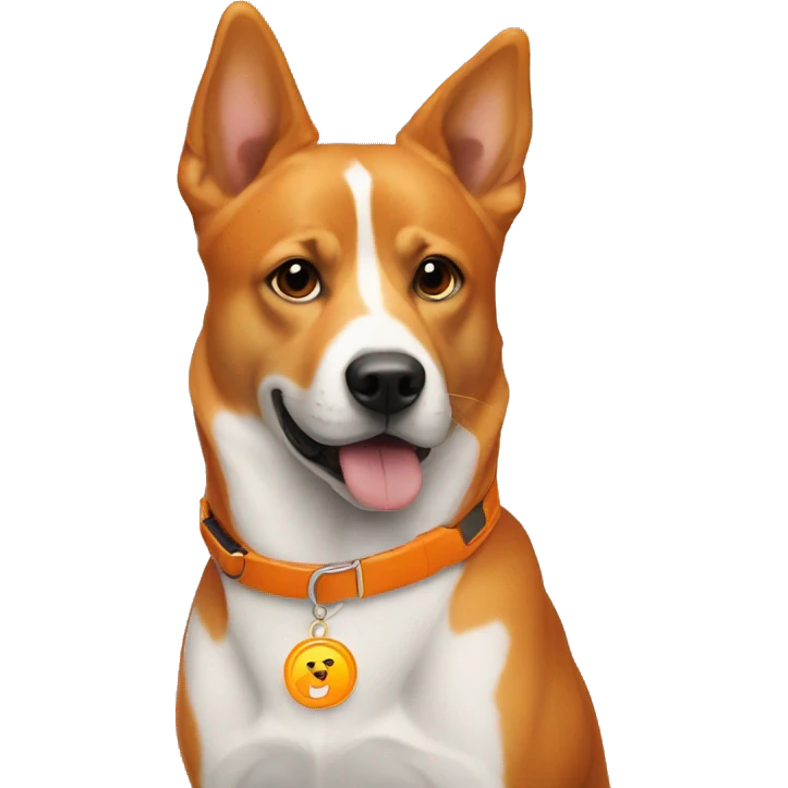 orange dogs with a koin icon on the collar emoji