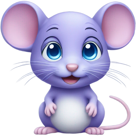 Cute purple mouse with blue eyes emoji
