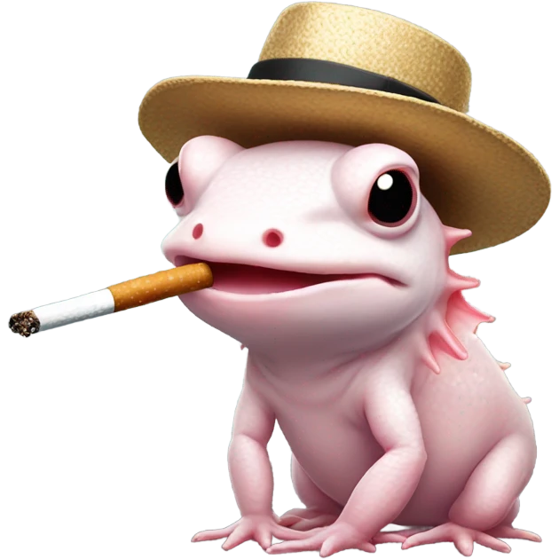 axolotl with a hat and cigarette emoji