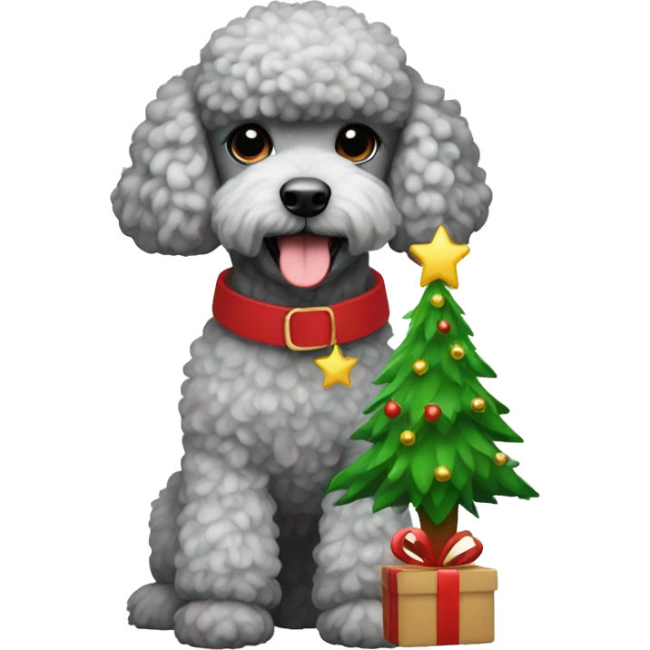 Poodle with Christmas Tree emoji