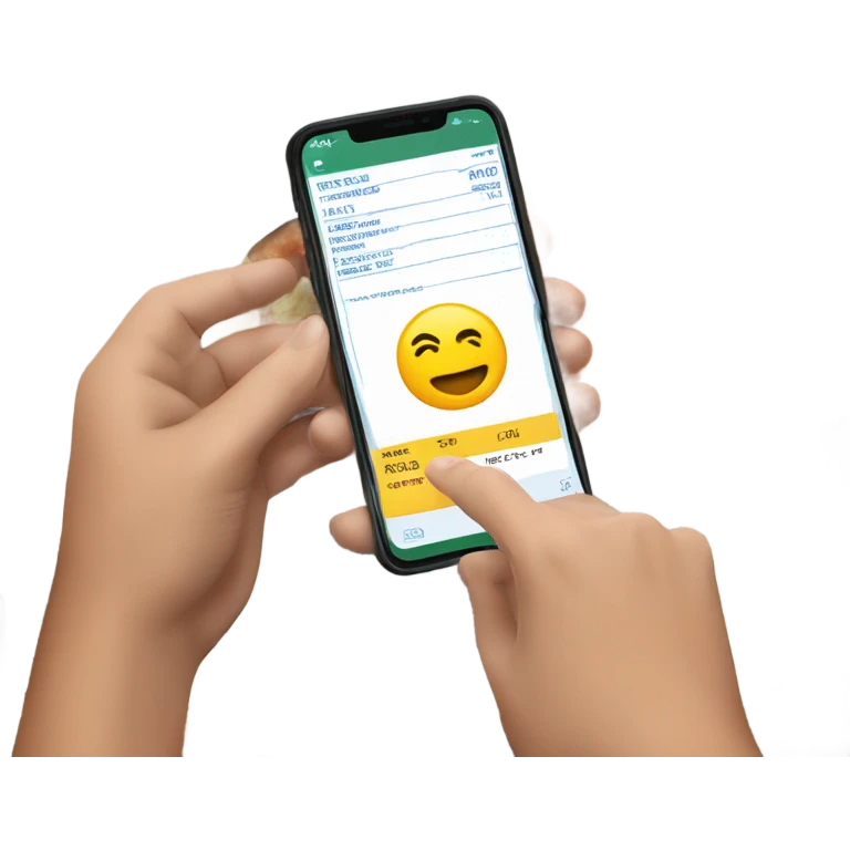 Person taking picture of receipt at dinner table emoji