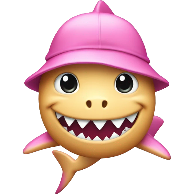 Pink shark with baret hat emoji