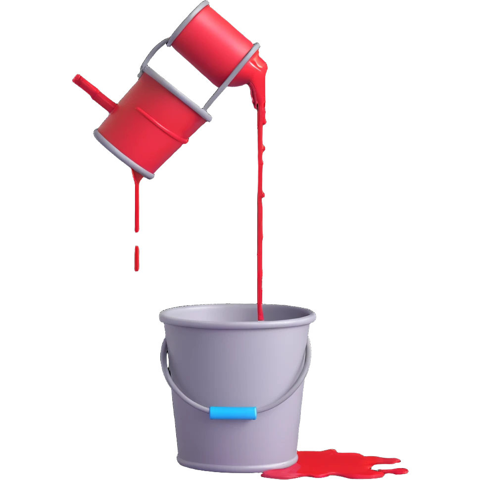 a person dunking their head into a bucket of water that turns into blood emoji