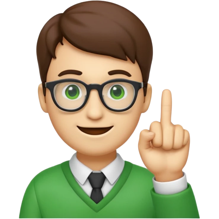 a normal emoji with nerd face and a finger upp with greenscreen emoji