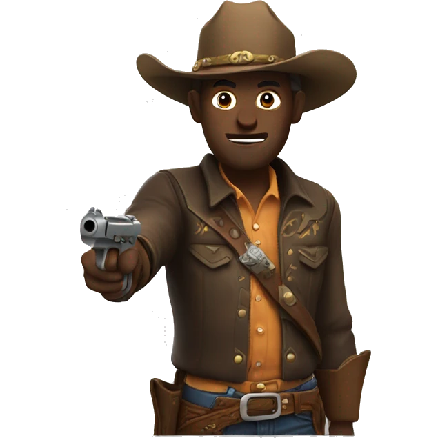 Cowboy holding a pistol aimed at the camera emoji