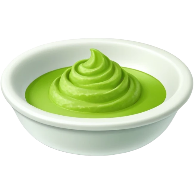 ground wasabi paste in a small dish, bright green color emoji