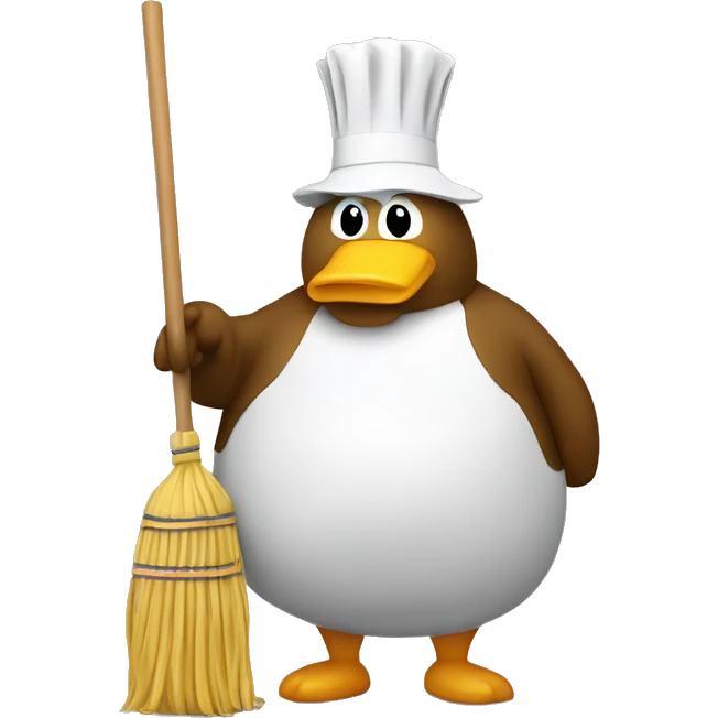 a fat duck with a mop emoji