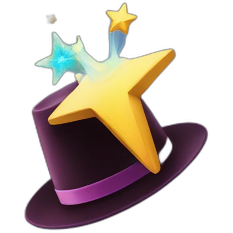 star jumping out of a magic hat without face emoji