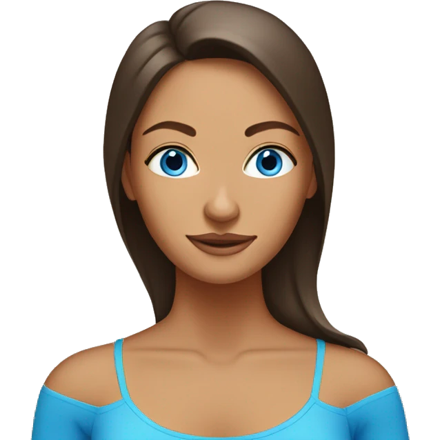 Brunette tanned woman with blue eyes doing yoga emoji