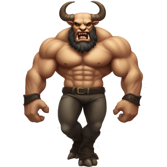  a muscular, demonic-looking bull-like creature, with beard and horns.  emoji