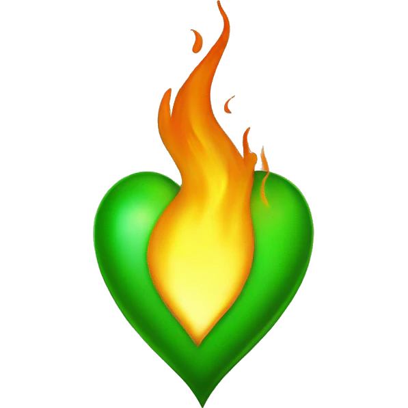 Green flaming heart emoji